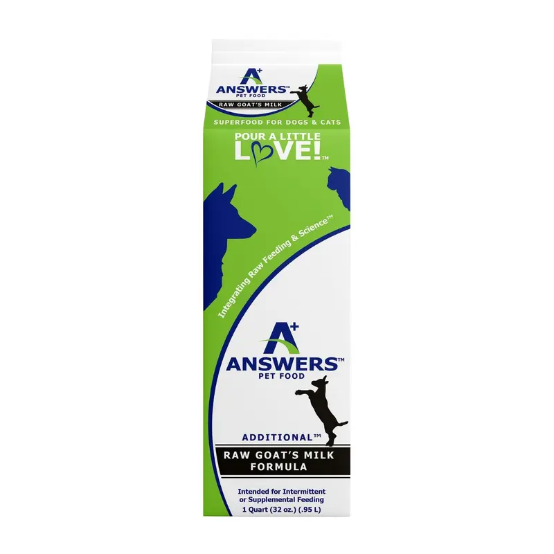 A+ Answears Additional Fermented Raw Goat Milk For Cats & Dogs 1 Quart