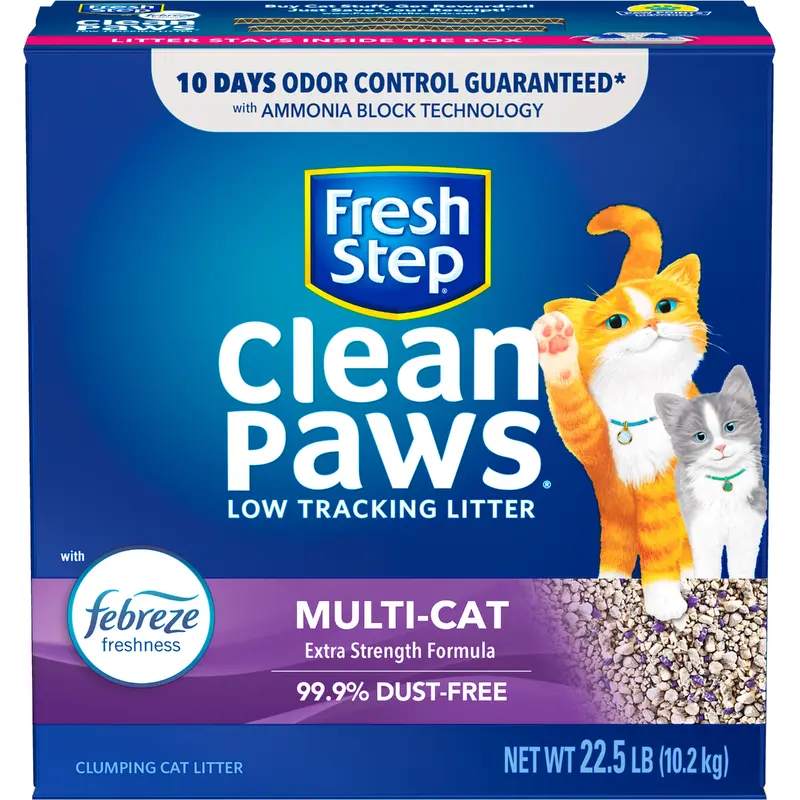 Fresh Step Clean Paws Multi-Cat Scented Clumping Cat Litter 22.5lb
