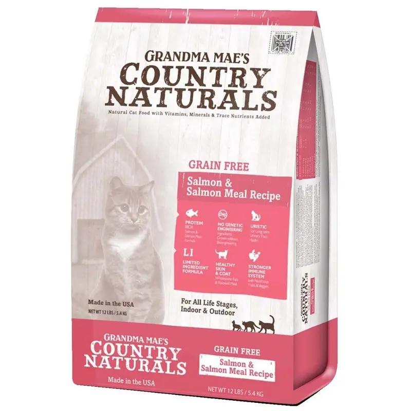Grandma Mae's Country Naturals Grain-Free Salmon Meal Recipe Dry Cat Food, 9 oz