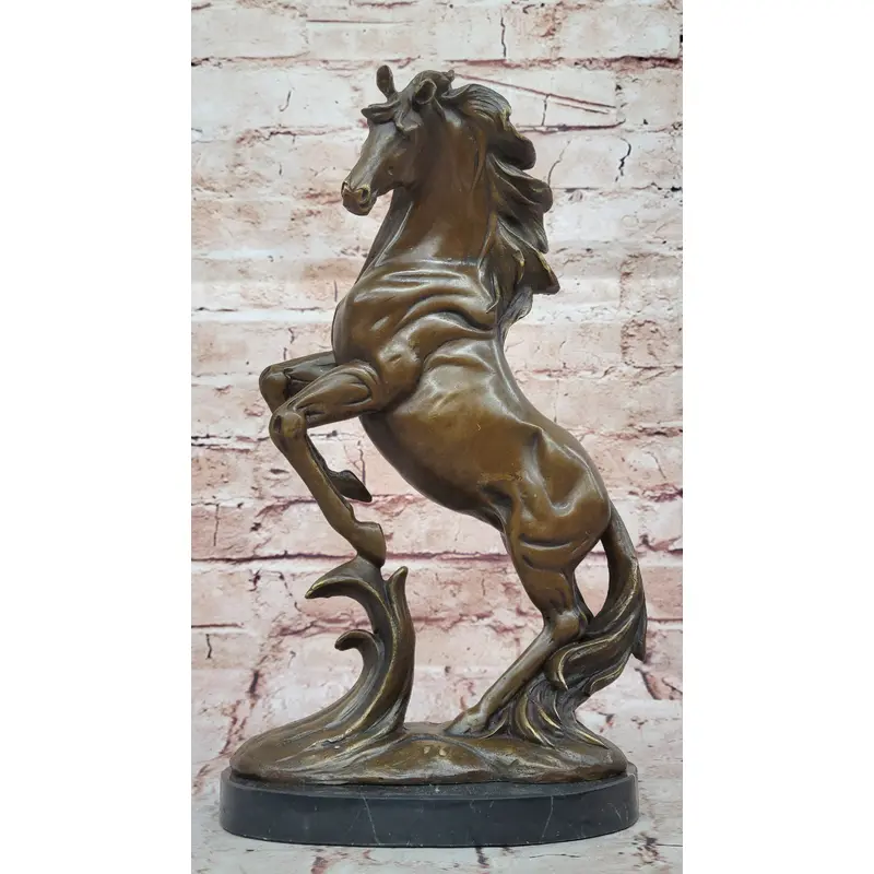 Rearing Horse Bronze Sculpture Statue Equestrian Stables Country Western Decor