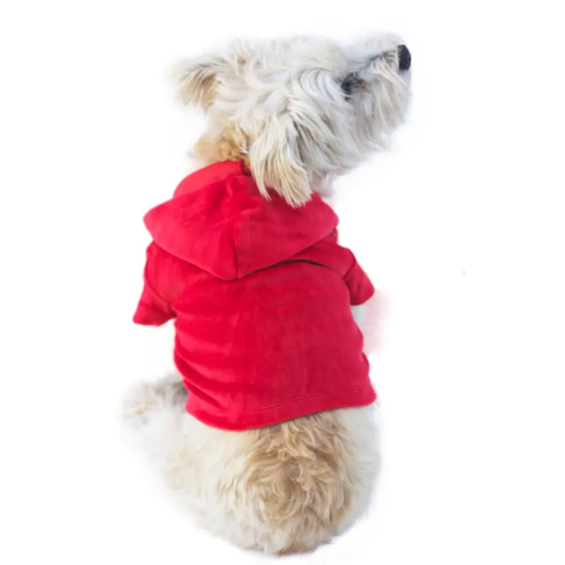 Velour Zip Front Hoodie, Red