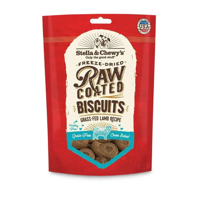 Stella and Chewys Grass-Fed Lamb Raw Coated Biscuits Dog Treats 9oz