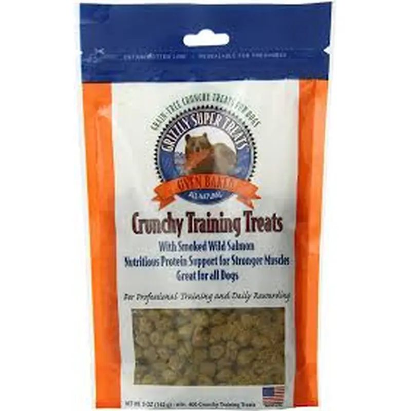 Grizzly Smoked Salmon Crunchy Training Treats for Dogs, 5- Oz Bag