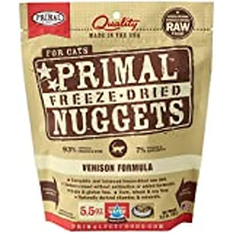 Primal Pet Foods Nuggets Grain-Free Venison Formula Freeze Dried Cat Food, 5.5 oz