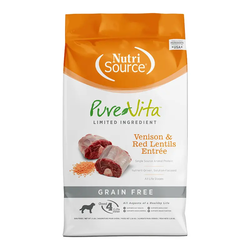 PureVita Venison & Lentils Grain Free Entree Dry Dog Food 4lb