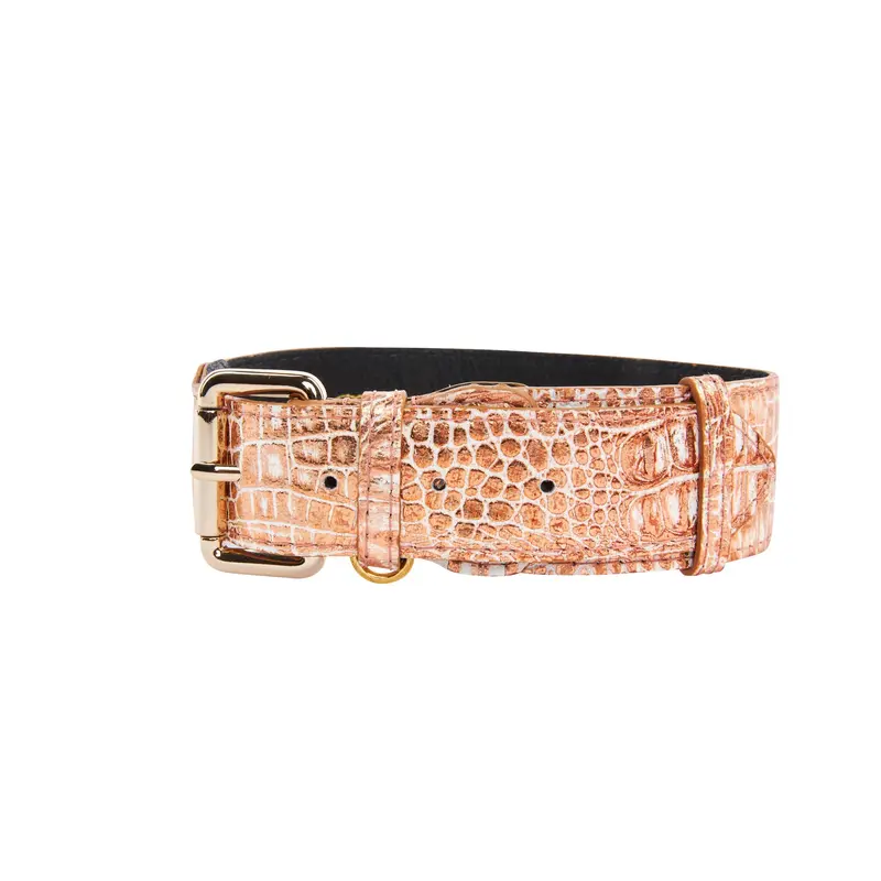 Copper Embossed Croc Italian Leather Classic Collar