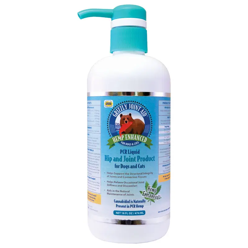 Grizzly Grain Free Joint Aid Hemp Enhanced Liquid For Dogs And Cats