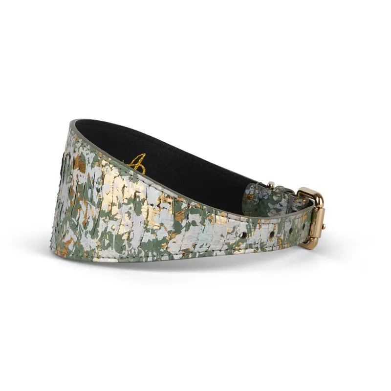 Iridescent Art Deco Green/Gold/Silver 3 Wide Style Collar