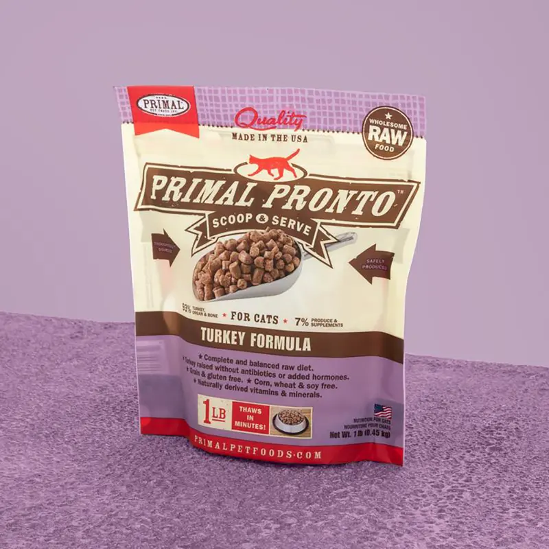 Primal Raw Frozen Pronto Turkey Formula Cat Food 1lb