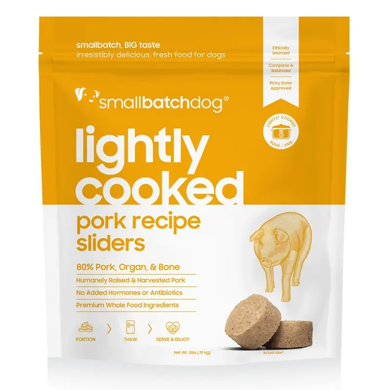 Smallbatch Frozen Lightly Cooked Dog Food Sliders - Pork - 5lb Bag