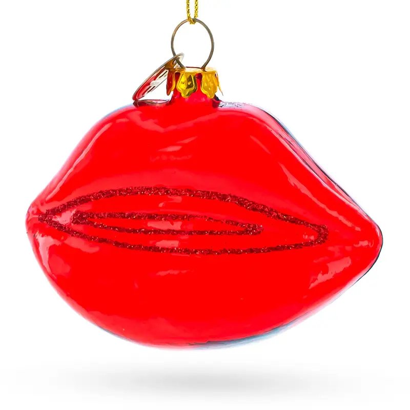 Red Lips Blown Glass Christmas Ornament