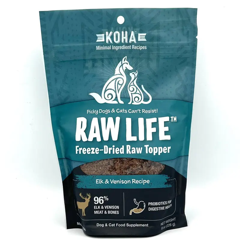 Koha Freeze-Dried Raw Topper Elk & Venison Recipe for Dogs and Cats 8oz