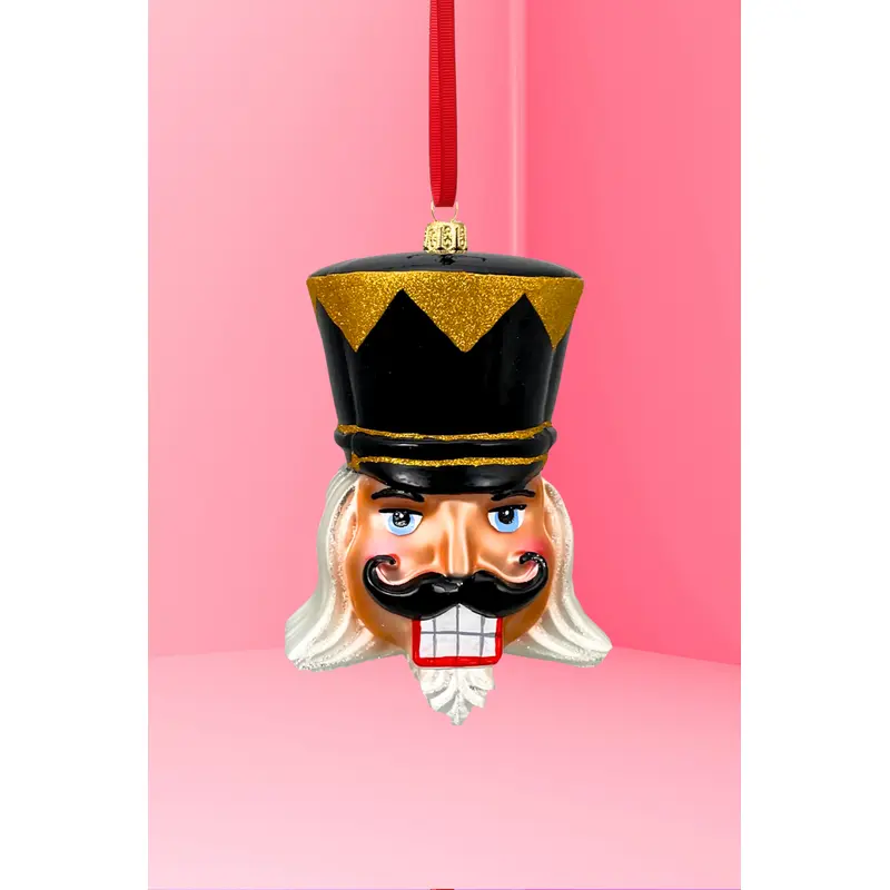 Midnight Black Glass Nutcracker Ornament